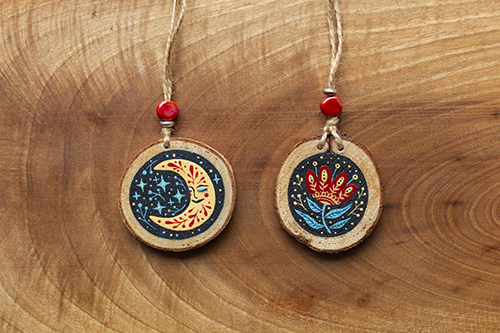 Médaillons Lune & Fleur